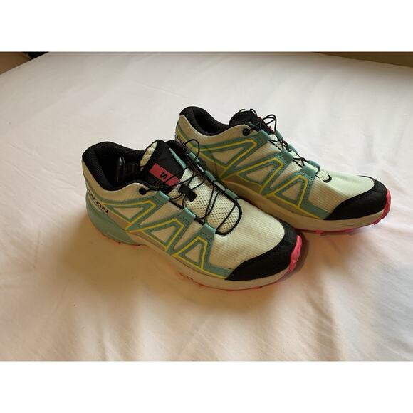 Women’s Salomon Speedcross Trail Running Shoes Size 4 Blue Pink Grippy - Picture 2 of 7